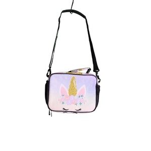 Unicorn Floral Stars Lunch Bag with‎ Removable Adjustable Shoulder Strap